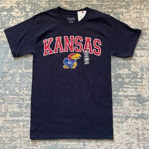 University of Kansas KU Jayhawks Navy Blue Short Sleeve T-shirt - Size S Small